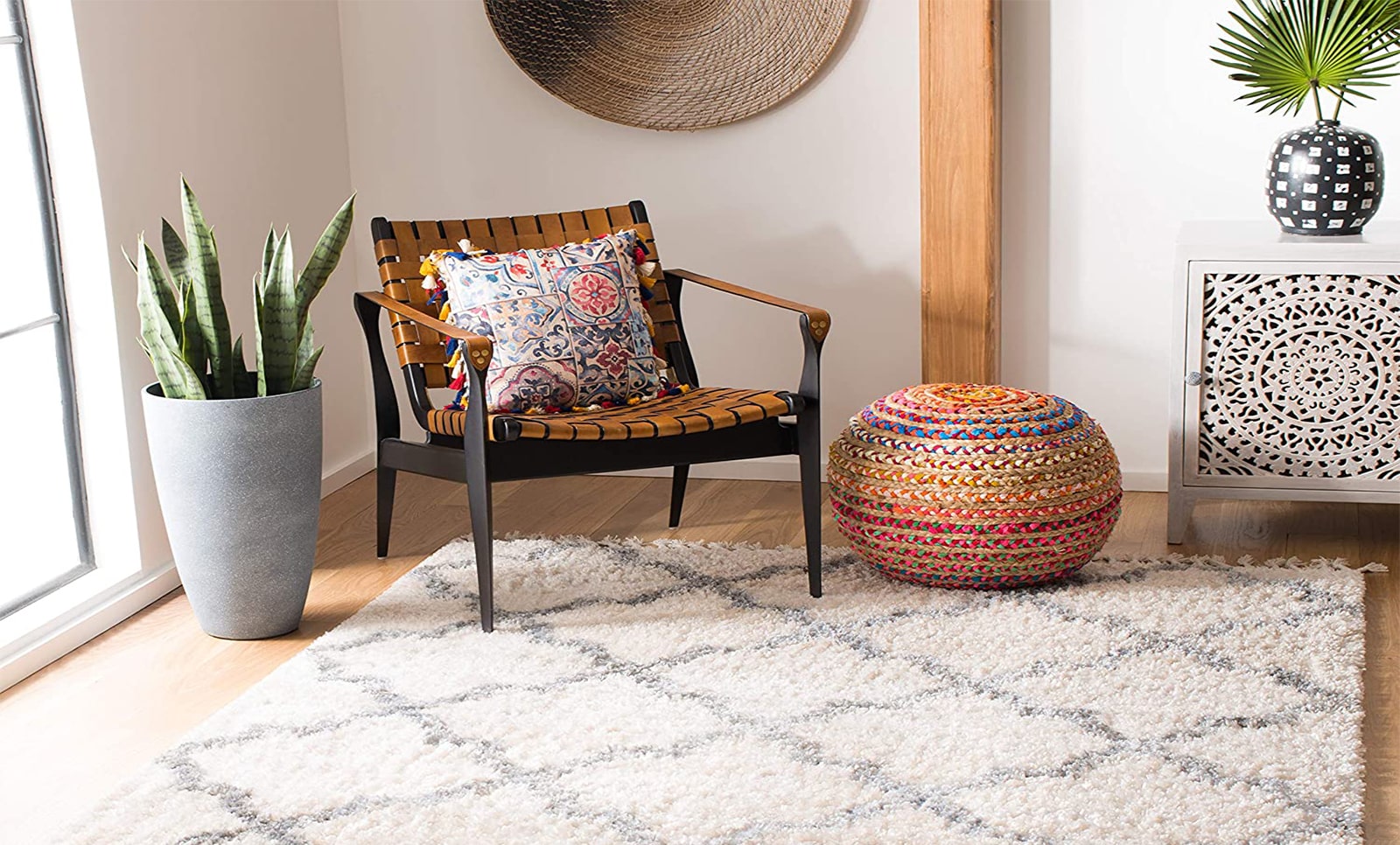 The ideal footrest and decorative accent for your home is a Moroccan pouf