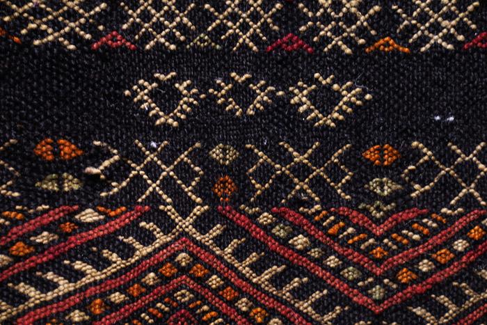 Close up of Brown and Black Vintage Moroccan Rug