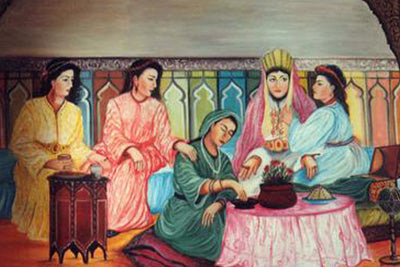 Painting of Moroccan Tradition with Rugs