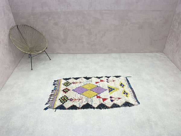 Boucherouite Rug - 4.9 x 2.7 FT / 150 x 84 CM.